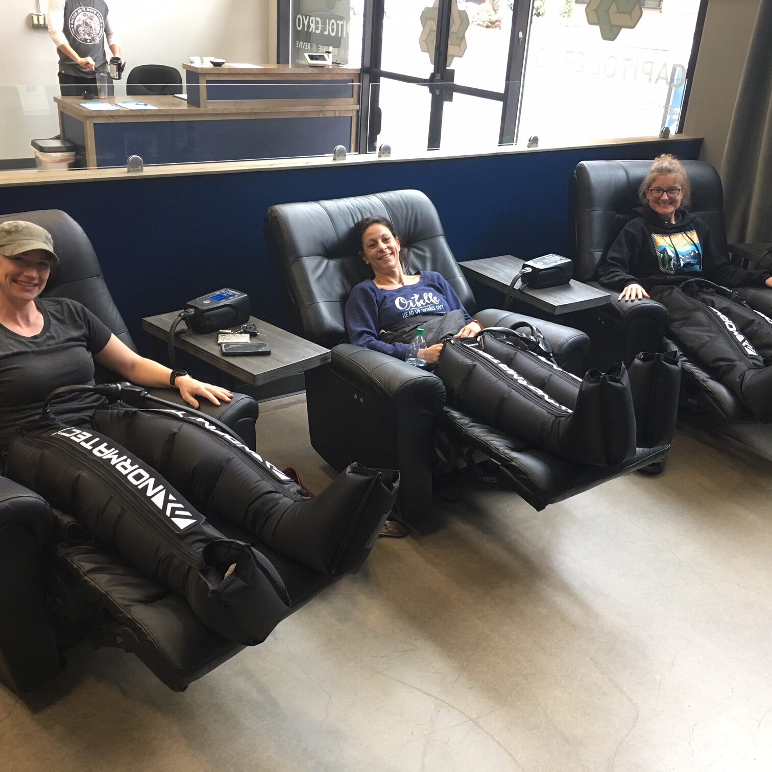 NormaTec is the leader in rapid recovery—NormaTec gives a competitive edge to the world’s elite athletes, coaches, and trainers. Our goal at Capitol Cryo is to establish recovery as an integral part of every athlete’s training, and we feel NormaTec systems are the best way to accomplish that.  The NormaTec PULSE Recovery Systems are dynamic compression devices designed for recovery and rehab. All of our systems use NormaTec's patented PULSE technology to help athletes recover faster between trainings and after performance. Call for an appointment or schedule online! 971-301-2796